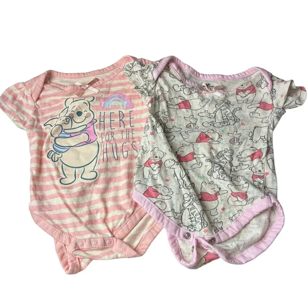 Disney Baby Girl Winnie The Pooh Short Sleeve Bodysuits Lot of 2 Size 3-6mo Pink